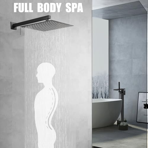 Hoimpro H_FSH_00002_01_BL_SQUARE 12 Inch Square Rain Shower Head, Large Waterfall Rainfall Showerhead thumb #2