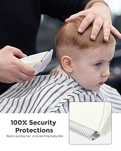 Baistom Baby Hair Clipper, Quiet Hair Trimmer for Kids and Children, Waterproof Rechargeable Cordless Haircut Kit for Toddler, Cream White