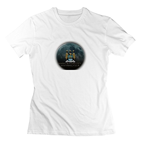 Crew-Neck Manchester City Football Club Man City MCFC LOGO Tee For Women White