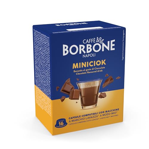 Caffè Borbone MiniCiock, Bevanda al gusto di Cioccolato - 96 capsule (6 confezioni da 16) - Compatibili con le Macchine ad uso domestico Lavazza* A Modo Mio*