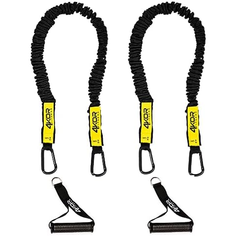 Resistance Cords - Shoulder and Core Resistance Bands - Perfect for Dynamic Warmups and Rehab - Deluxe Pair of 2 Black 7lbs Cords and 2 Universal Handles - 4KOR Fitness Cover