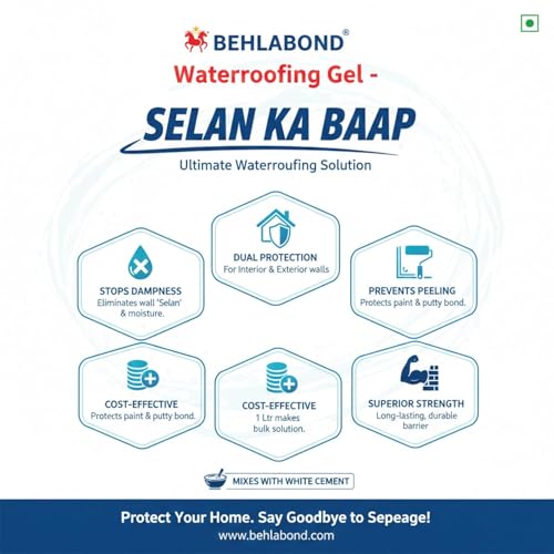 Image of Waterproofing Gel Seelan Ka Baap for Interior & Exterior Walls, Terrace Leakage & Bathroom Dampness Repair Liquid, High Performance Water Proofing Solution Mixes with White Cement, 1 Liter
