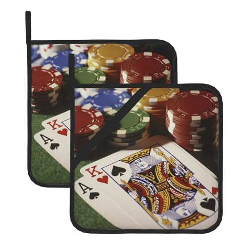 Juego de 2 soportes para ollas de cocina, resistentes al calor, para torneo, póquer, torneo, forro de algodón, almohadillas calientes para cocinar, hornear, barbacoa, microondas, accesorios de cocina