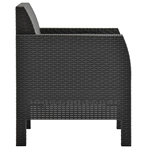 Yuhi-Hqyd 3 Piece Patio Lounge Set With Cushions,Garden Casual Furniture,Sofa Conversation Set,Uv Resistant,Assembly Required,Perfect For Patio, Garden,Family Room,Sitting Area,Rattan Anthracite #TOP4