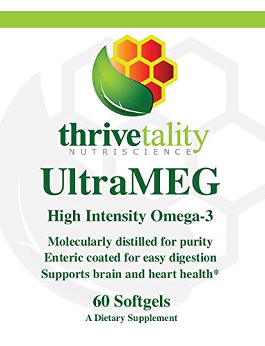 UltraMeg High Intensity Omega-3 by Thrivetality | #1 Physician Formulated | 1500mg EPA & DHA per Serving | Molecularly Distilled for Potency and Purity | Enteric Coated for Tolerability and Absorption