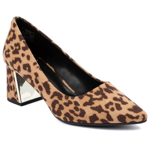Jones New York Women&rsquo;s Block Heel Dress Pumps &ndash; Vegan Leather Square Toe Slip-On Shoes with...