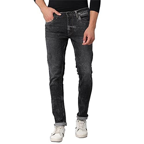 Image of VOI Jeans Men's Faded Cotton Blend Skinny Fit Jeans-VOJN1751-Jeans