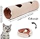 LeerKing Katzentunnel Kaninchen Tunnel Katzenspielzeug Tunnel Hase Spieltunnel Rascheltunnel für Katzen Nager Kleintier Tiere 2 Höhlen Beige 115 * 25cm