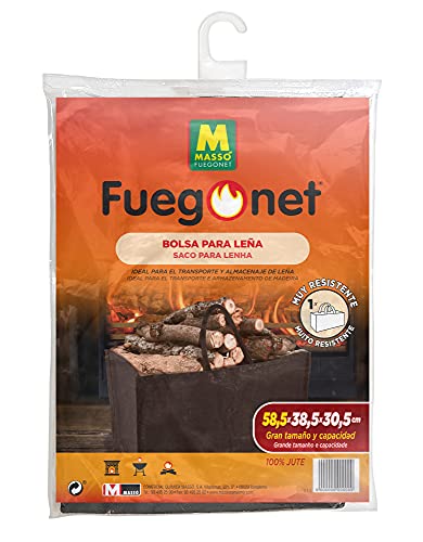 FUEGO NET Fuegonet 231308 Bolsa para Leña, Marrón, 37 x 3 x 72 cm