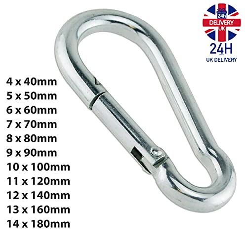 Carabiner 8x80mm Clips Hooks Heavy Duty Clip for Gym Climbing Swing (1pc), Silver, M8 x 80mm - Image 3