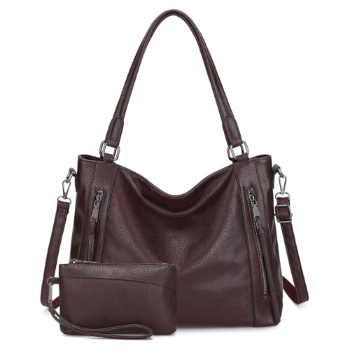 VINBAGGE Sac à Main Femme Grand Capacité - Ensemble 2 Pièces Sac Cabas Fourre-Tout en Cuir Synthétique Set de Sacs Portés Épaule Idéal pour Cours,...