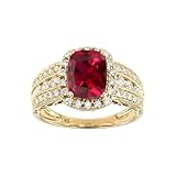FYBIOD 10K 14K 18K Gold 2 Carat Cushion Cut Ruby Rings for Women Ruby and Moissanite/Diamond Engagement Promise Rings for Her Wife Size 3-15
