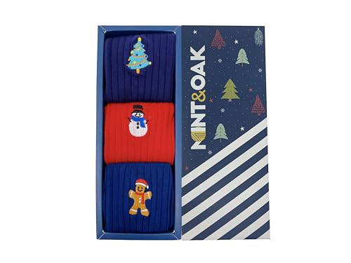 Image of Mint & Oak Long Socks For Men, Soft Cotton Calf Length Socks, Colorful Sock Gift For Men, Full Length & Odour Free, Funky Socks - Gift Box of 3