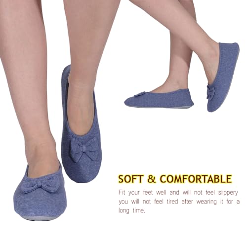 Urbancolor Women's Washable Memory Foam Ballerina Slippers Light Weight Terry Cloth House Shoes/Stretchable Heel Design3