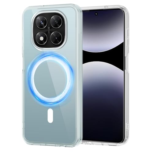 XTCASE Funda Magnética para Xiaomi Redmi Note 14 Pro+ Plus 5G [Compatible con MagSafe], Carcasa Transparente Antiamarillo Resistente a arañazos Rígido PC y Antigolpes Suave de TPU Silicona Parachoques