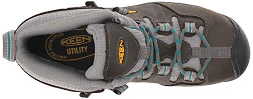 Keen Utility Women's Detroit Xt Mid Steel Toe Waterproof Work Boot, Gargoyle/Lake Blue, 5 Wide Us #TOP4