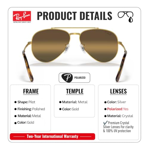 Image of Ray-Ban RB3625 NEW AVIATOR Pilot Shaped Sunglasses for Men & Women with Official RAYBAN Eyewear Kit