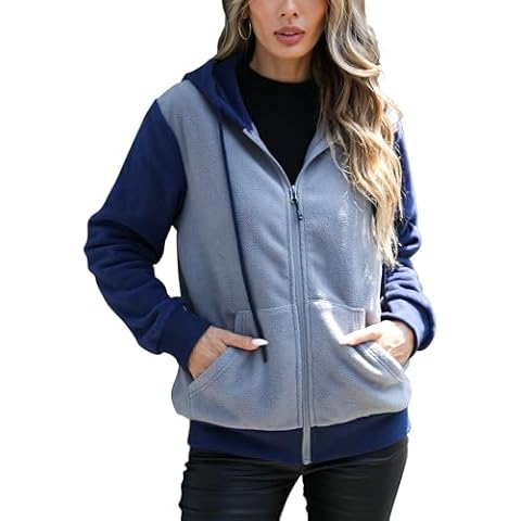 Argstar Women's Fleece Hoodies Jacket with Pockets, Lightweight Full Zip Long Sleeve Casual sweatshirt Grey XXL Cover