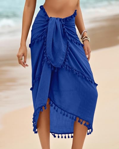 Image of Eicolorte Sarong Cover Up Womens Beach Cover Up Bikini Bathing Suit Swimsuit Swimwear Coverup Sarong Pareo Wraps for Women