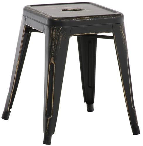CLP Tabouret Armin I Tabouret métallique empilable et Facile d'entretien I Tabouret empilable pouvant Supporter jusqu'ŕ 200 kg, Couleur:Noir/Or