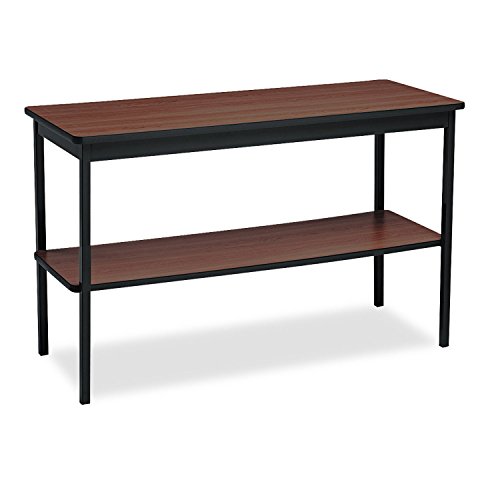 Barricks Uts1848wa Utility Table with Bottom Shelf, Rectangular, 48W X 18D X 30H, Walnut/Black #1