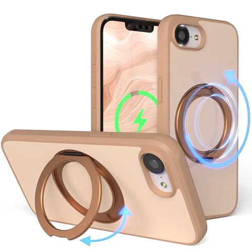 Coque iPhone 17e EAZY CASE marron avec anneau rotatif 360 et support