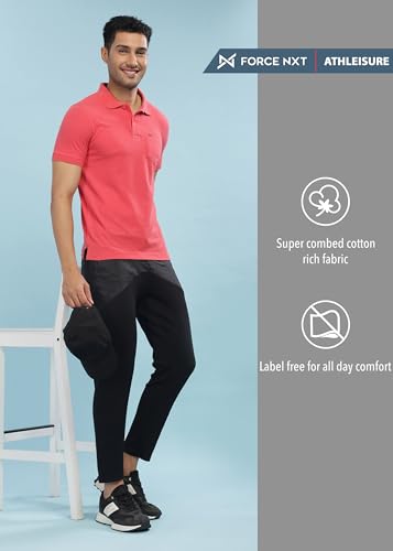 Image of Force NXT Polo Neck T-Shirt for Men Pack of 1 | Regular Fit T-Shirt for Men | Premium Super Combed Rich Cotton Polo Shirt | Men's Ultra Soft Half Sleeve T-Shirt