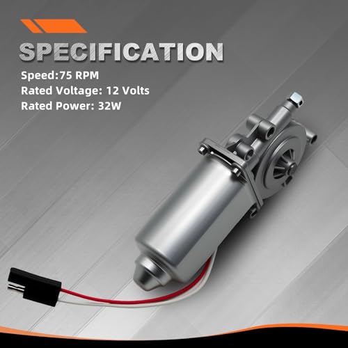 Image of Replacement of RV Awning Universal Motor 75-RPM 12V DC with Unidirectional 2-Way Connector Compatible with Solera 373566
