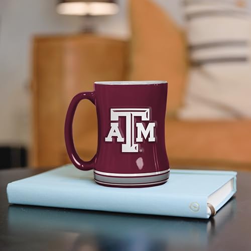 Image of Logo Brands NCAA Texas A&M Aggies 14oz Relief Coffee Mug - Officially Licensed Mug, Sculpted 3D Logo and Team Colors - Comfortable Handle and Glossy Finish for College Sports Fans