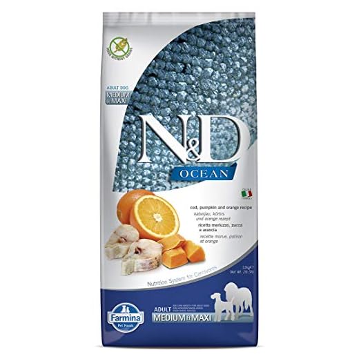 Grain-Free Codfish & Orange Pumpkin Dog Food, Medium/Maxi, 26.4 lb by Farmina
