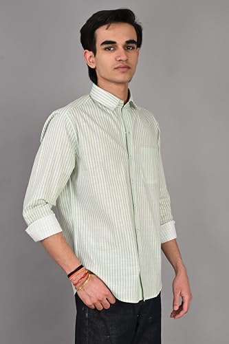 Image of Men Regular Fit Shirt Colour Light Stripes Cotton Shirts for Men