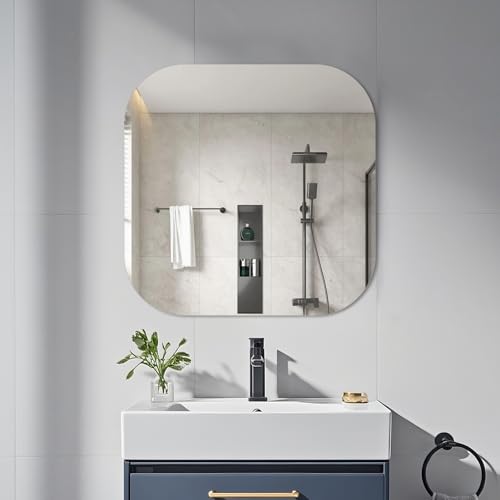 yuzeyurun Frameless Bathroom Mirror, Square 40×40 CM HD Glass Frameless Wall Mirror for Bathroom Vanity, Entryway, Living Room, Home Decor