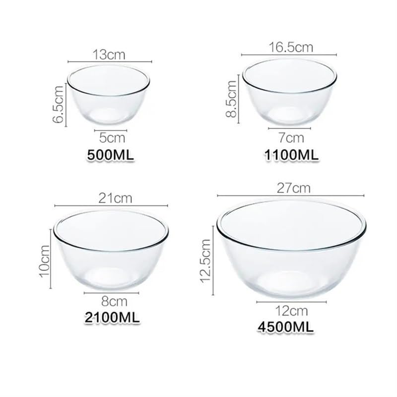 Rührschüssel-Set aus Glas, Salat-Servierschüssel, ofenfest, transparent, Trifle-Punschschale for Backen, Mischen, Servieren von Desserts, langlebig, kratzfest, unverzichtbar for die Küche(2100ML)