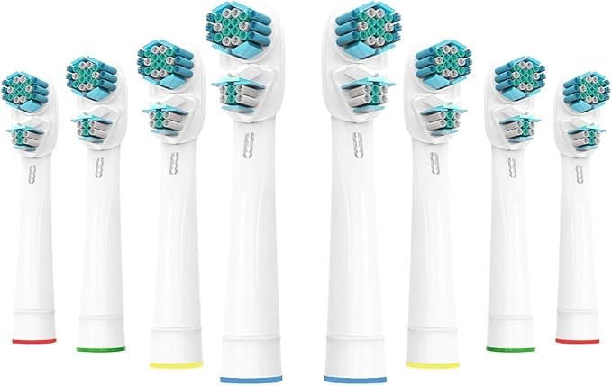 Lot de 8 - Dual Clean brossettes de rechange pour oralb, embout brosse a dent compatible avec oralb, brossettes de rechange compatible, tete de brosse a dent...