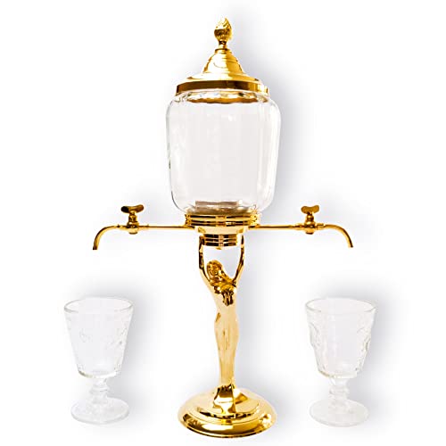 Elegant Gold-Tone Absinthe Fountain with 2 Taps - Premium Louche Server