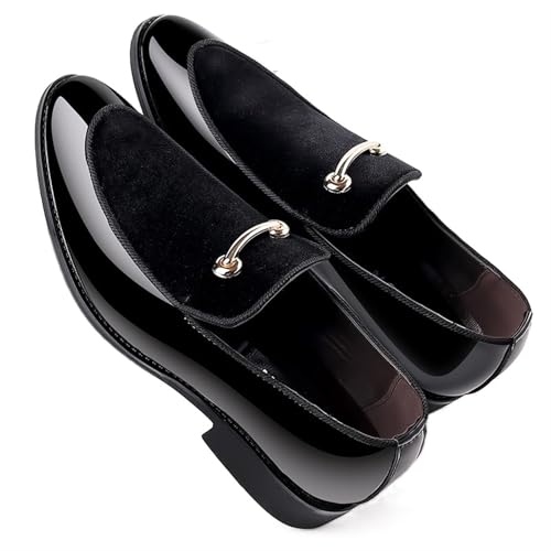 Dress Shoes for Men Men's Faux Patent Leather Loafers Stylish Business Moccasins for Spring & Autumn Weddings