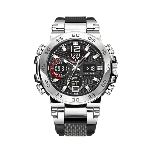 Montre numérique analogique : lisible la nuit grâce à l'écran lumineux