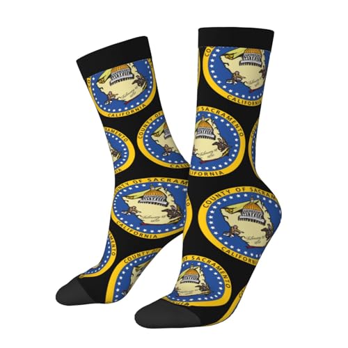 SIYTUAU Seal Of Sacramento County, California Socks For Women Men Cushion Athletic Crew Socks Casual Wicking Socks