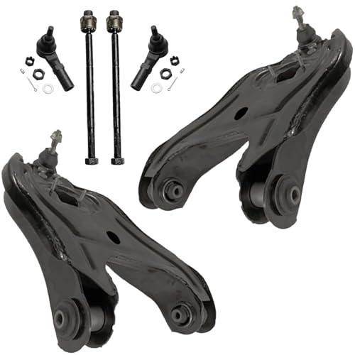 Image of Detroit Axle - RWD 6pc Front End Control Arms Kit for 2002-2005 Dodge Ram 1500, 2 Lower Control Arms with Ball Joints Assembly 4 Inner Outer Tie Rod Ends 2003 2004 Replacement