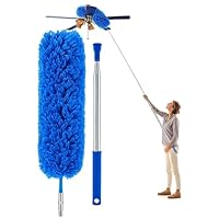 Espanador Extensível com Haste Inox, 85cm, Microfibra Lavável, para Limpeza de Teto e Locais Altos