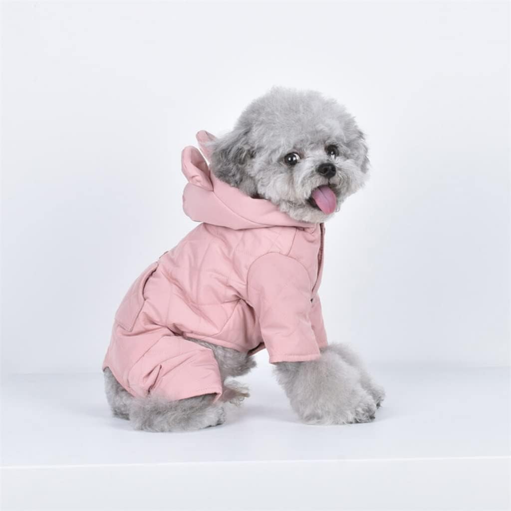 Pet Dog Jumpsuit Clothes Winter Warm Pet Four Legged Hoodies Clothing for Small Medium Dogs Pet Chihuahua French Bulldog Apparel (Pink S code)