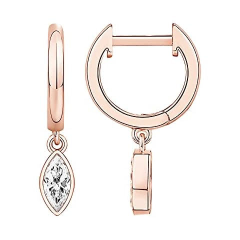 PAVOI 14K Rose Gold Huggie Drop Earrings Cover