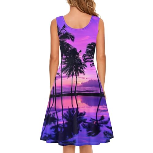 Image of Dreaweet Casual Sleeveless Dresses for Women Girls, Round Neck Tank Dresses with Pockets Summer Sundress Size XS-4XL