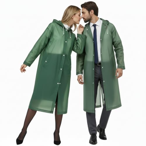 welsberg Regenponcho mit Kapuze, Damen und Herren Wasserdicht Atmungsaktiv Regenjacke Reganmantel Regenschutz für Konzert Festival Camping Wandern Angeln Sport, Grün