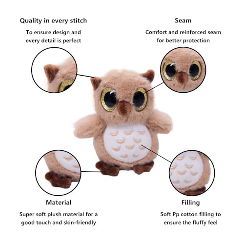 Image of Tickles Cute Owl Soft Stuffed Plush Animal Toy for Kids Girls & Boys Children Birthday Gifts (Color: Brown Size: 20 cm)
