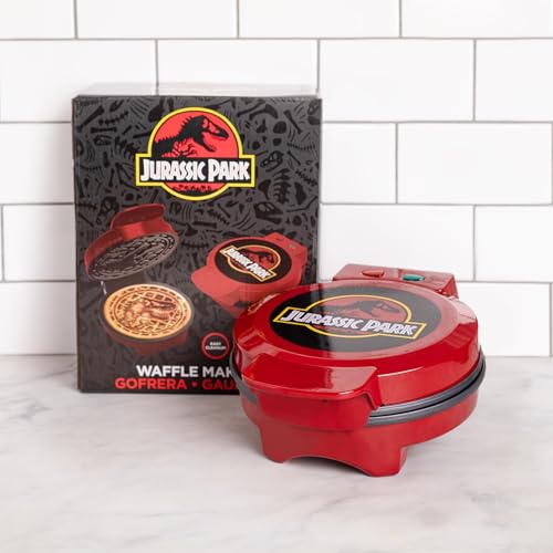 Image of Uncanny Brands Jurassic Park Waffle Maker - T-Rex on Your Waffles - Waffle Iron