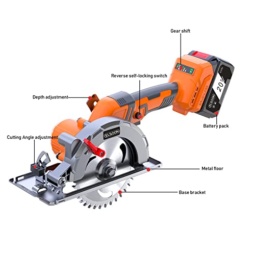 Cordless Circular Saw, Elsoon 20V 5.5Inch Handiness Mini Saw With 4.0 Ah Lithium Battery For Cutting Wood, Pvc Pipe, Plastic, Aluminum And Tile #TOP1