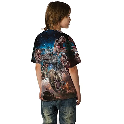 Boy Girls 3D Print Graphic Tees Funny Monsters Dinosaurs T-Rex Short Sleeve T Shirts for Youth Boys Girls 4-14 Years3