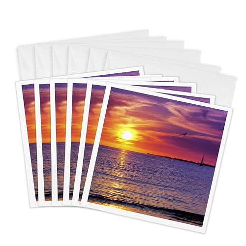 Voilier coucher de soleil violet carte de vœux pour partager vos émotions