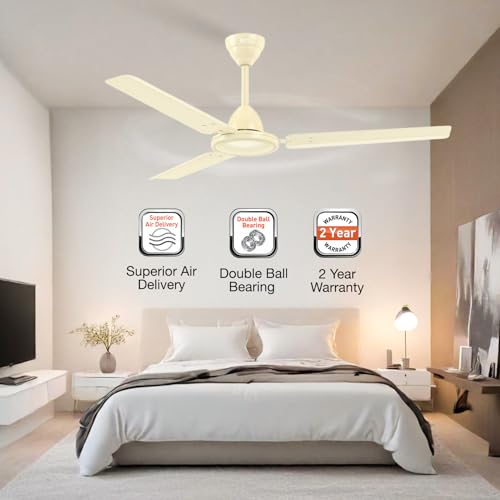 Image of Havells REO Vaayu 1200 mm ES Ceiling Fan | High Speed, High Air Delivery | Strong & Powerful |Air Delivery: 220CMM| RPM: 370| 2 Year Warranty | (Pack of 1, Bianco)